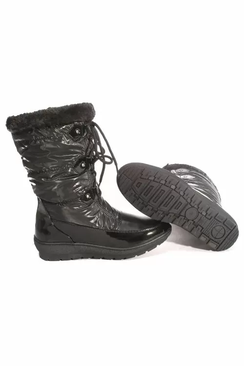 Дамски ботуши JUP Aspen Snow 16249617 15-619  Водоустойчив  С връзки  Еко кожа  Черен  39 EU