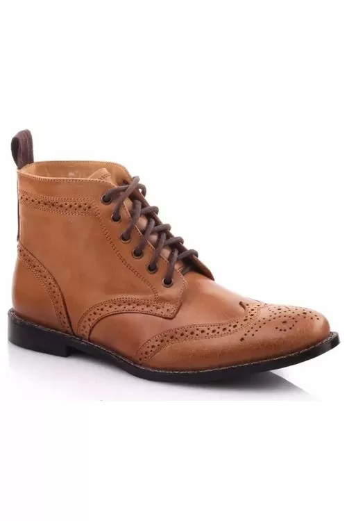 Мъжки боти Kobbler Brogue GS4744  С връзки  Естествена кожа