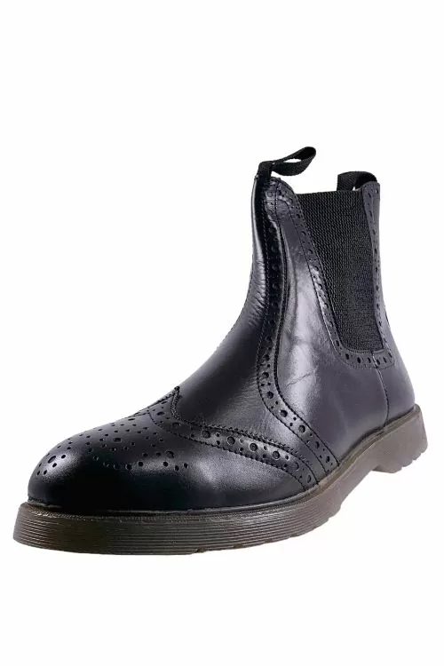 Мъжки боти Pukka S-013 Chelsea Brogue 16250197 15-692  С ластици  Естествена кожа  Черен  43 EU