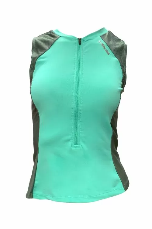 Дамски спортен потник Pearl Izumi 8572-60 10-192  Мрежести панели  Цип  Kонтрол на влагата  М  Зелен Сив