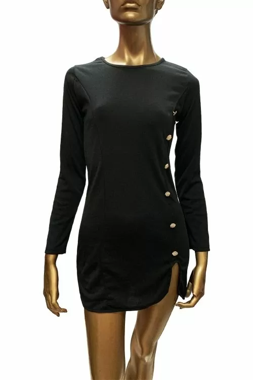 Дамска рокля JUP Xizi Fashion   16290942 10-175 438 Къса  Дълъг ръкав  Прилепнала кройка  М  Черен