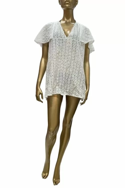 Дамска плажна туника JUP LPP 3036G-00X-XS S 5-69  Рязана бродерия  Бял  XS S