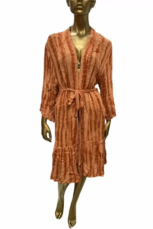 Дамска плажна туника JUP LPP 3062G-32X-L XL 5-70  С колан  Кафяв  L XL