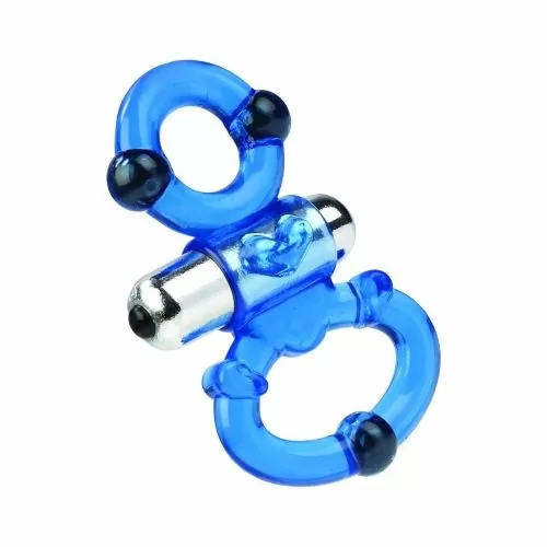Двоен пенис пръстен с вибриращ куршум California Exotics 062413 10-350  Magnetic Power Ring Dual  С магнитна сила  10 x 4 cm  Син