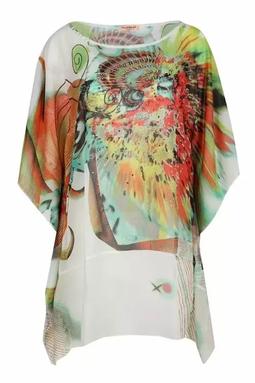 Дамска блуза JUP Kurt Muller  16447845 F  Тип пончо  Дизайнерска  Бял  One Size