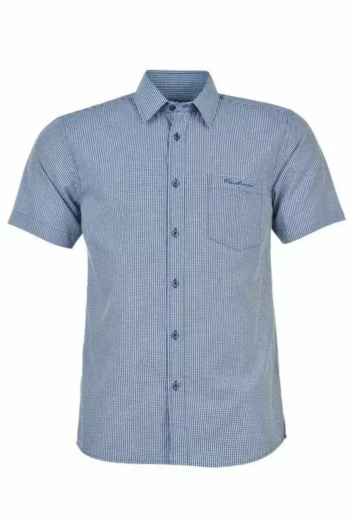 Мъжка риза Pierre Cardin 16443043 10-80 Къс ръкав  Джоб  Каре  Син  S