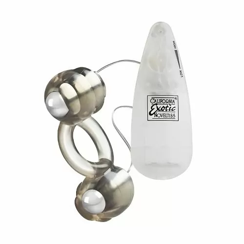 Пенис пръстен с два вибриращи куршума California Exotic 076120 10-253, Spice It Up Double Action Couple Ring 3, 8 см, Сив