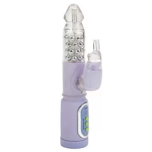 Водоустойчив вибратор California Exotic 066794 10-255  First Time Jack Rabbit  3 мощни функции  Въртящ се  26 х 3 5 см  Лилав