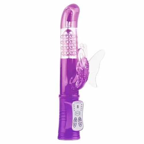 Водоустойчив вибратор Shots Toys  16276234 10-256  Butterfly  Въртящ се  С клиторен стимулатор  22 8 x 3 см  Лилав