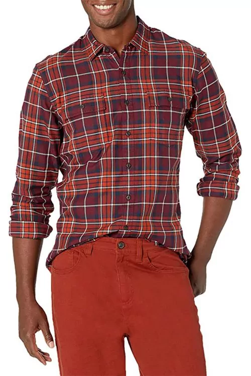 Мъжка риза Find Goodthreads 0842522-A14783  Кариран дизайн  Памук  Червен Мсногоцветен  S