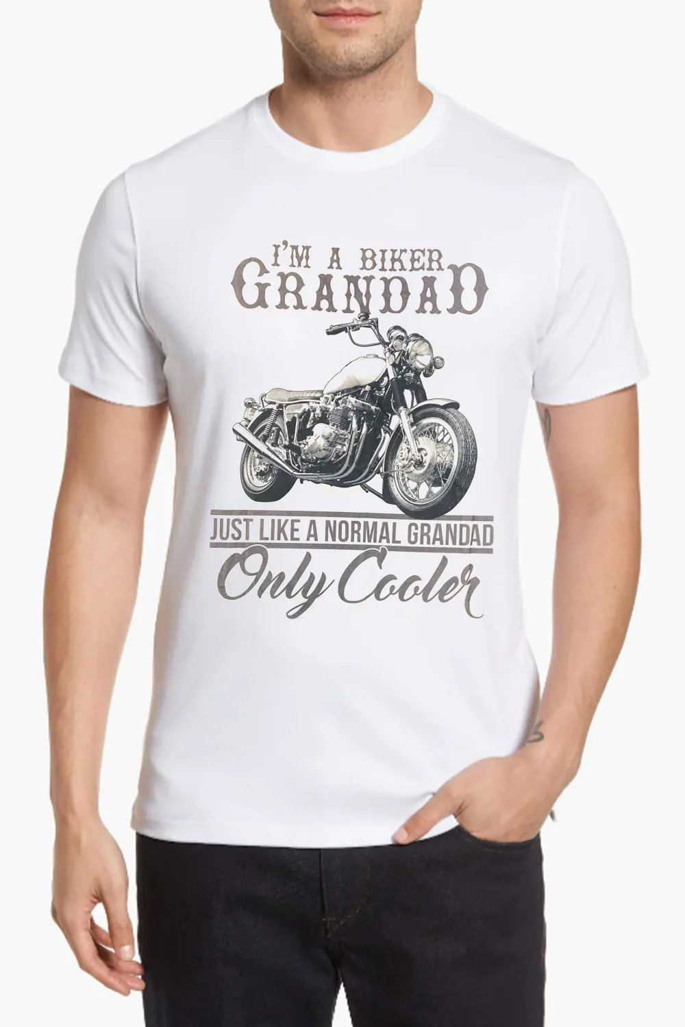 Мъжка тениска Gildan 16445118 10-486  I m a Biker Grandad  С щампа  С надпис  Памук  Бял  L