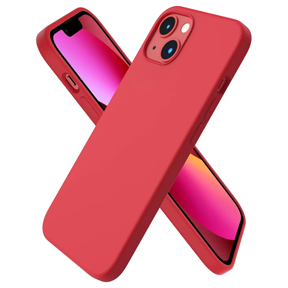 Кейс Ornarto 2783161 8865-56  За iPhone 13 Pro  Микрофибър отвътре  3-слойна защита  Течен силикон  Червен  6 1 quot 