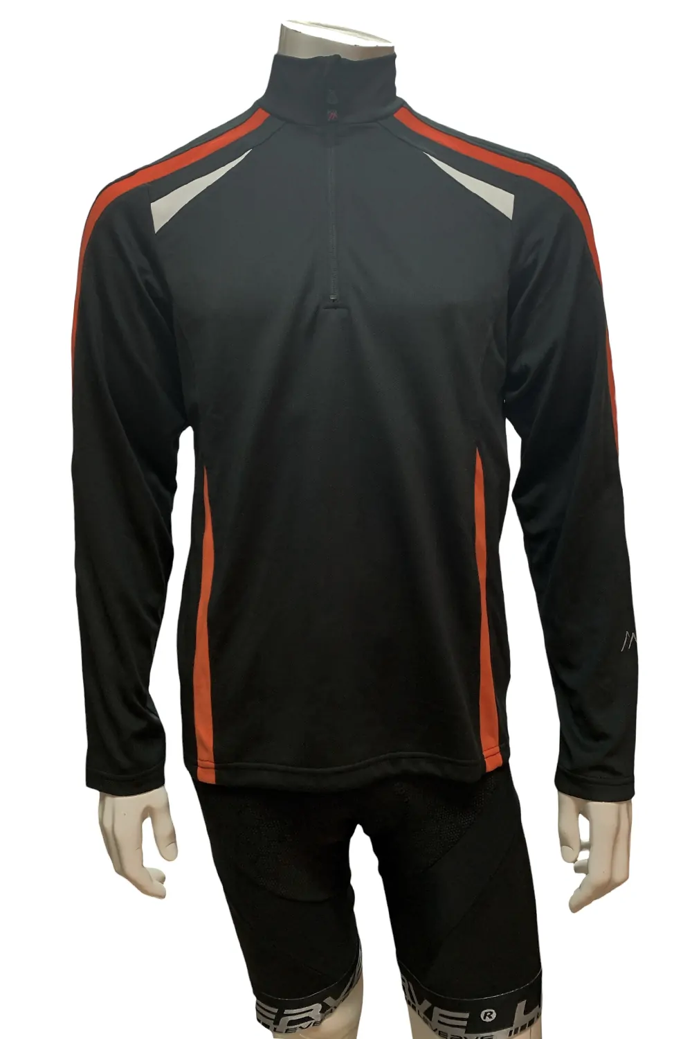 Мъжка ски блуза Maier Sports Felix 1 4 zip 0461886 10-502  1 4 цип  Дълъг ръкав  Дишаща  Бързосъхнеща  48  M  Черен Оранжев