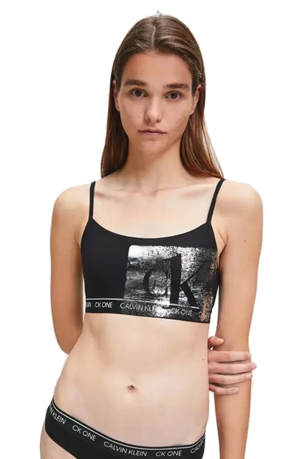 Дамски сутиен бралет Calvin Klein Underwear 330800-BK 10-512  Без подплънки  Триъгълни чашки  Черен Сребрист
