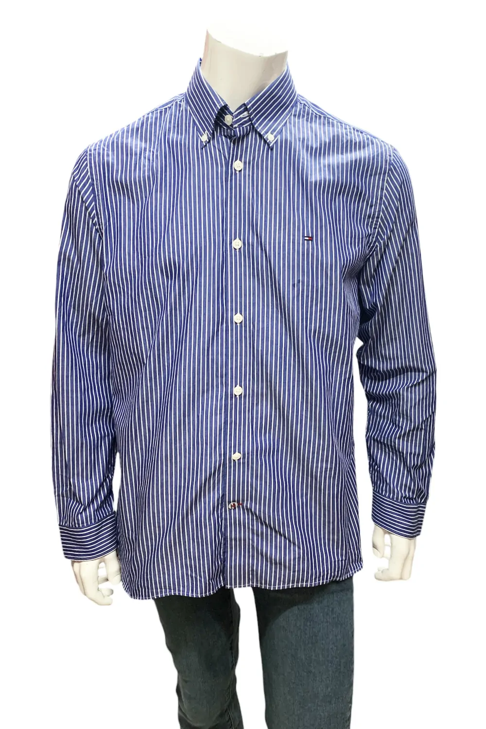 Мъжка риза Tommy Hilfiger E-1415811 10-7  Дълъг ръкав  Райе  Памук  L  Син
