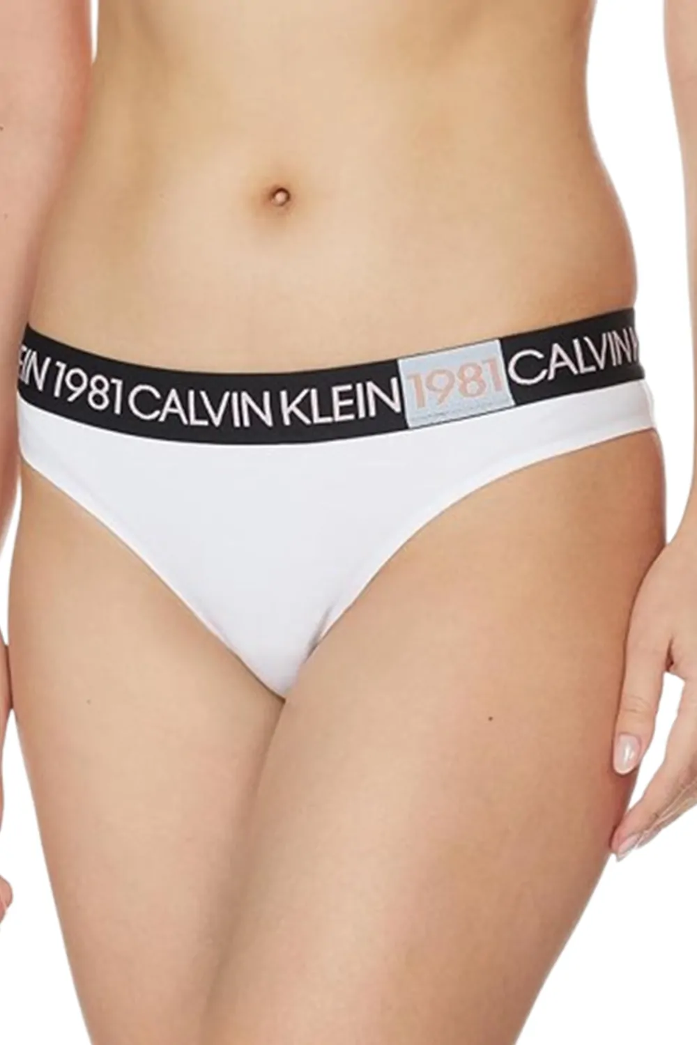 Дамски прашки Calvin Klein Women s 1981 Bold Logo Thong String F5448-WT-S 90-8  Памук  S  Бял