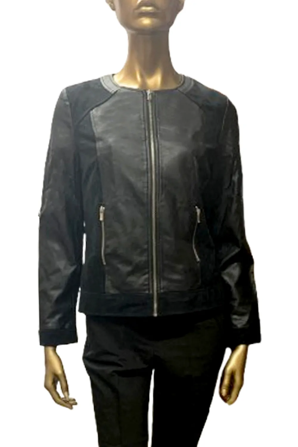 Дамско кожено яке ETAM 475505-BK-42 8801-5  Еко кожа  Два джоба  42  Черен