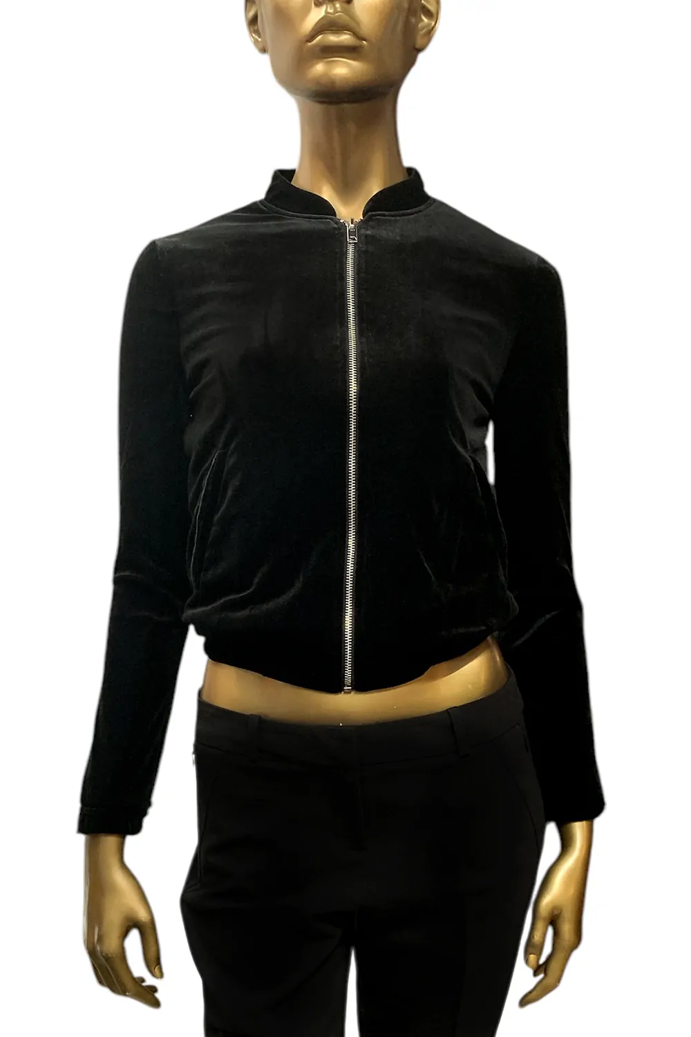 Дамско яке ETAM V Velvet  480993-BK-XS 8801-2  Късо  Пролетно  Кадифе  Два джоба  XS  Черен