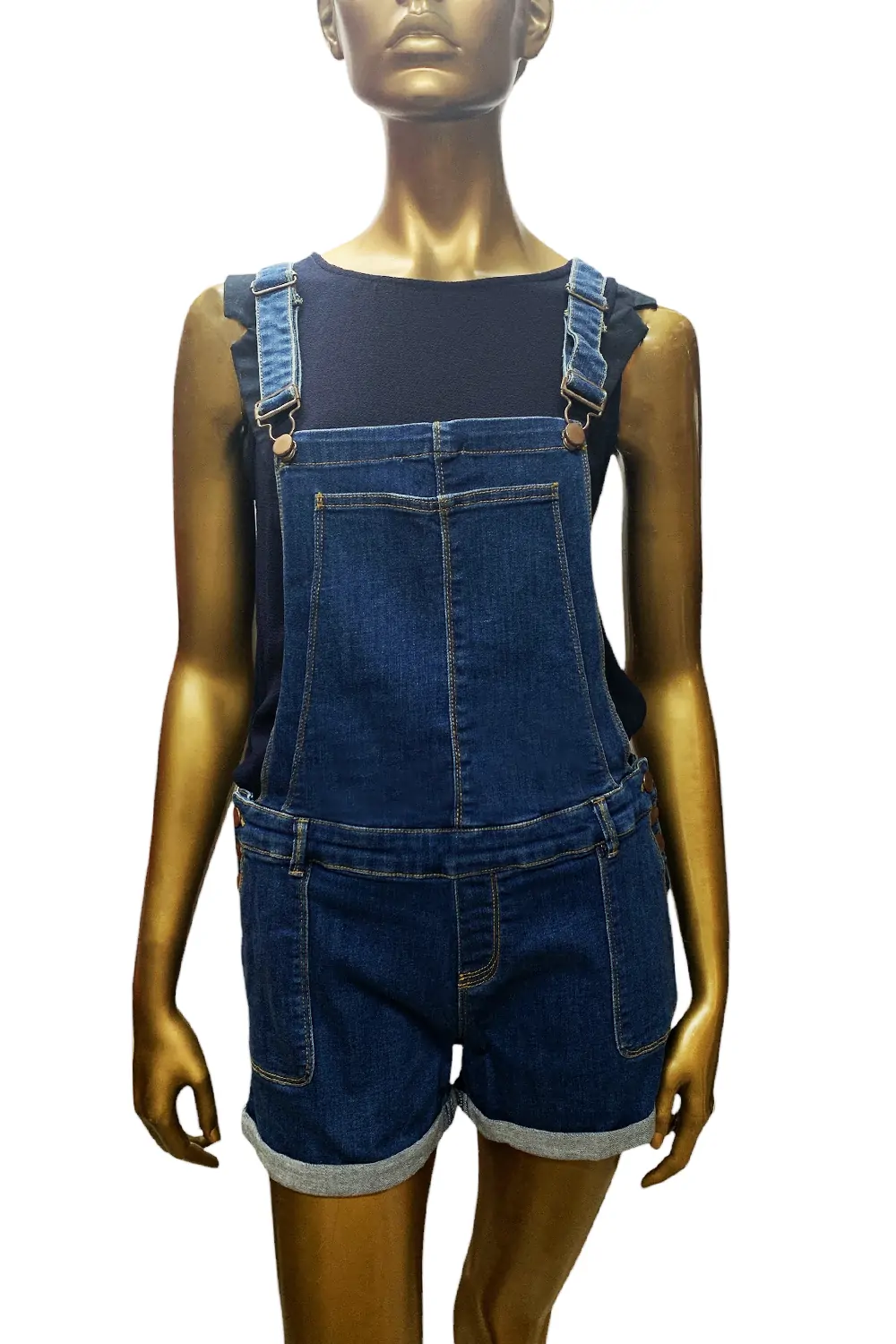 Дамски дънков гащеризон ETAM PJ Abigel 476107-BL-38 90-28  Къс  Памук  5 джоба  38  Син