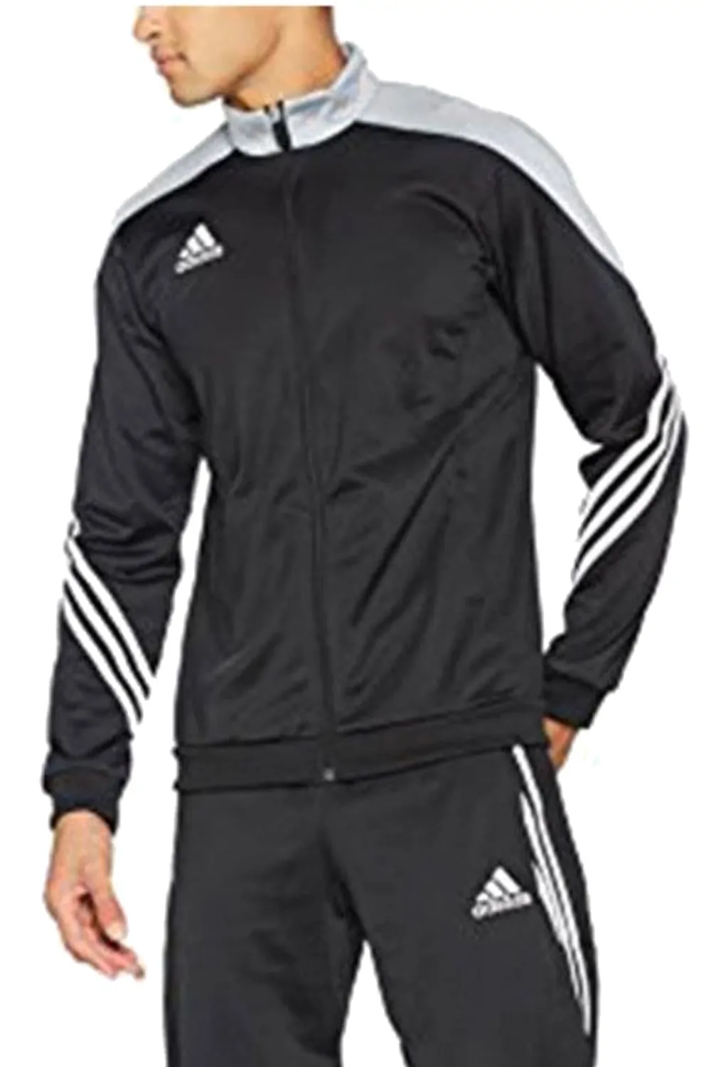 Мъжки спортен суичър Adidas Sereno SPT-ADI-SER-M-BKGR-S-1  2 странични джоба с цип  Черен сив  S