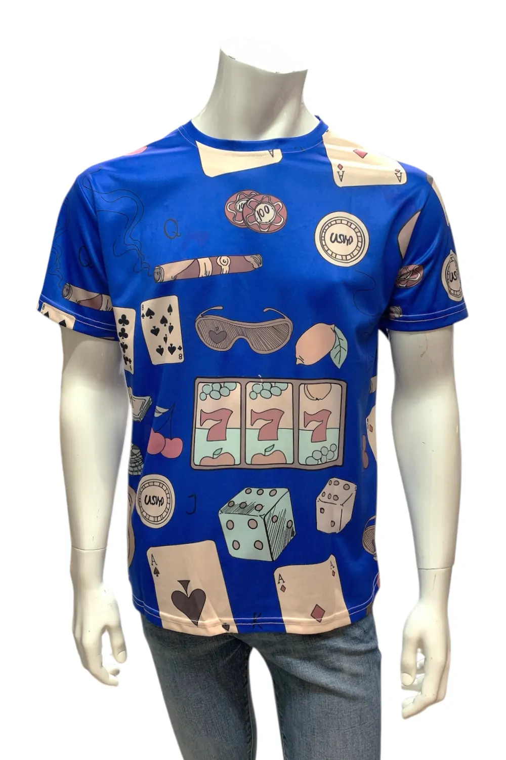 Мъжка тениска JUP 4408466 90-39  Casino Royale Style  3D принт  Лека и дишаща материя  XL  Тъмносин