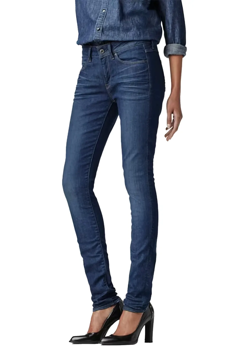 Дамски дънки G-Star RAW 3301 CONTOUR HIGH SKINNY  Средна талия  Четири джоба