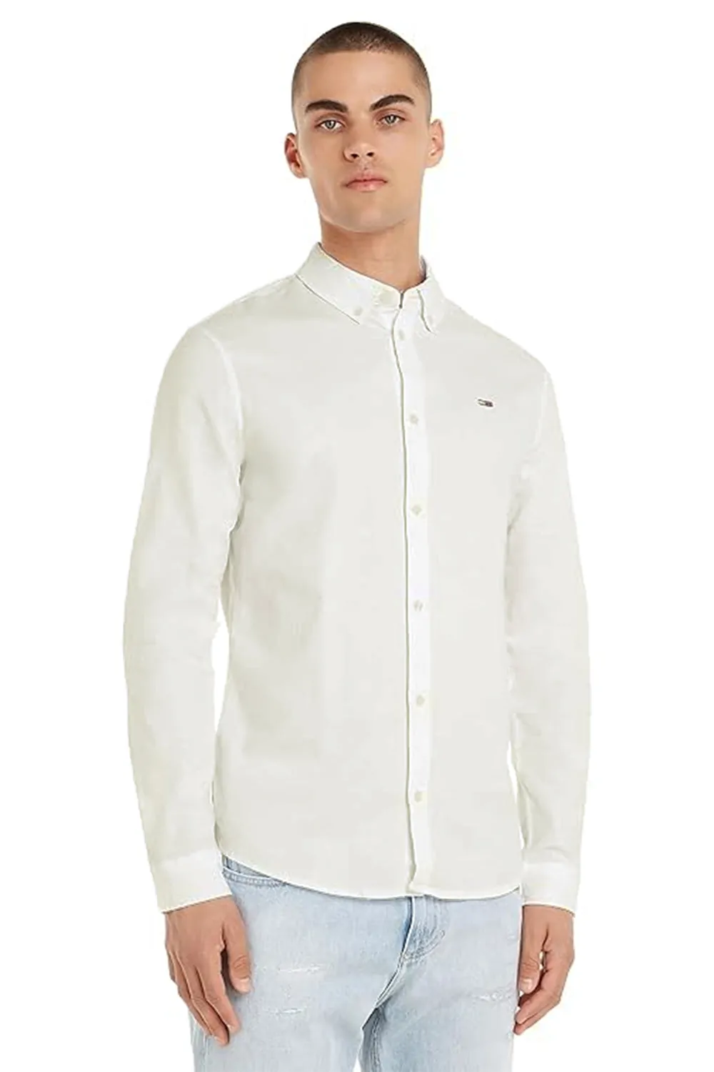 Мъжка Риза Tommy Jeans TJM Slim Stretch Oxford 2671760 90-40  Slim Fit  Органичен памук  L  Бял