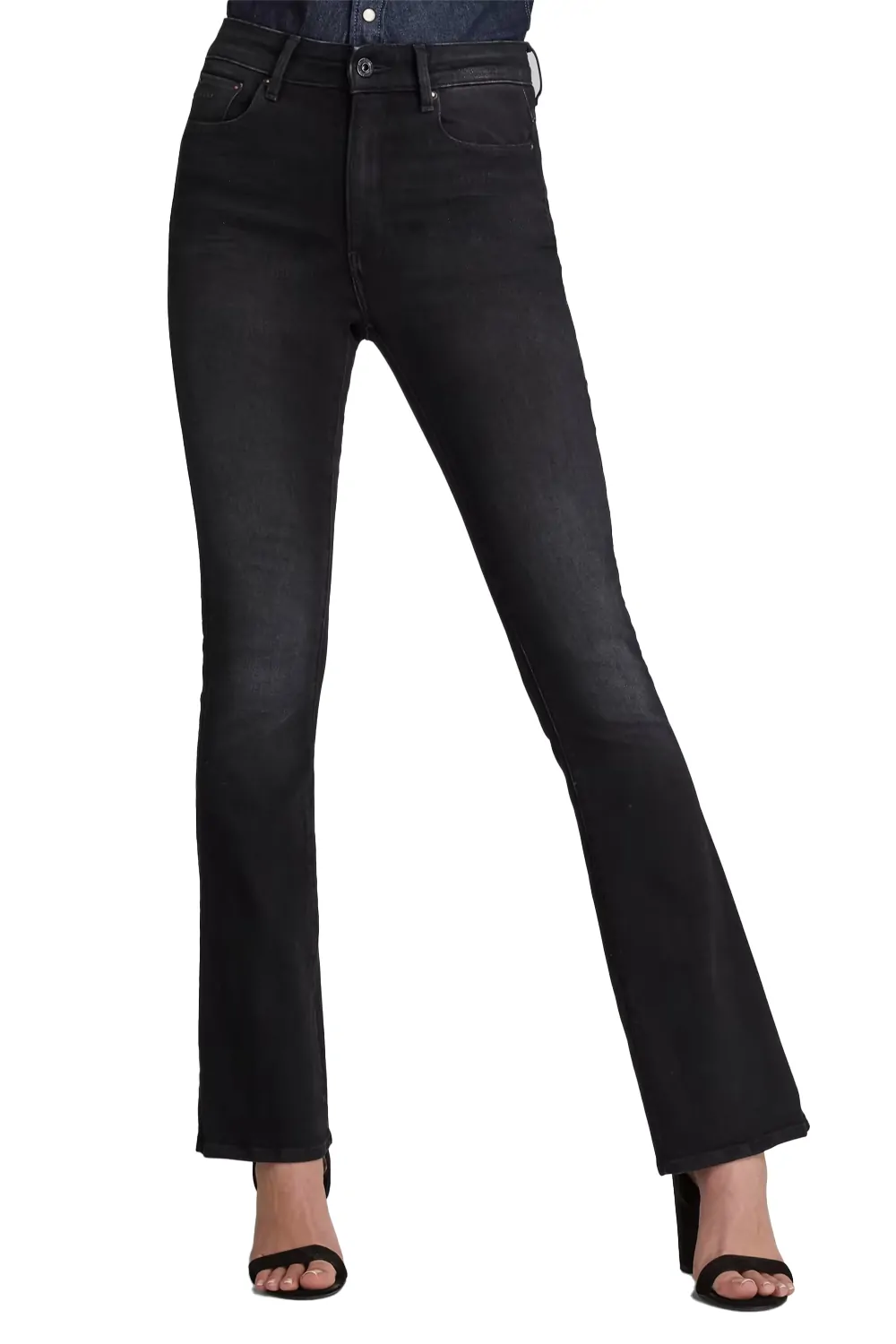 Дамски дънки G-Star RAW 3301 High Flare 7937246 16113-7  Висока талия  Разкроен крачол  Памук  W27-L32  Черен