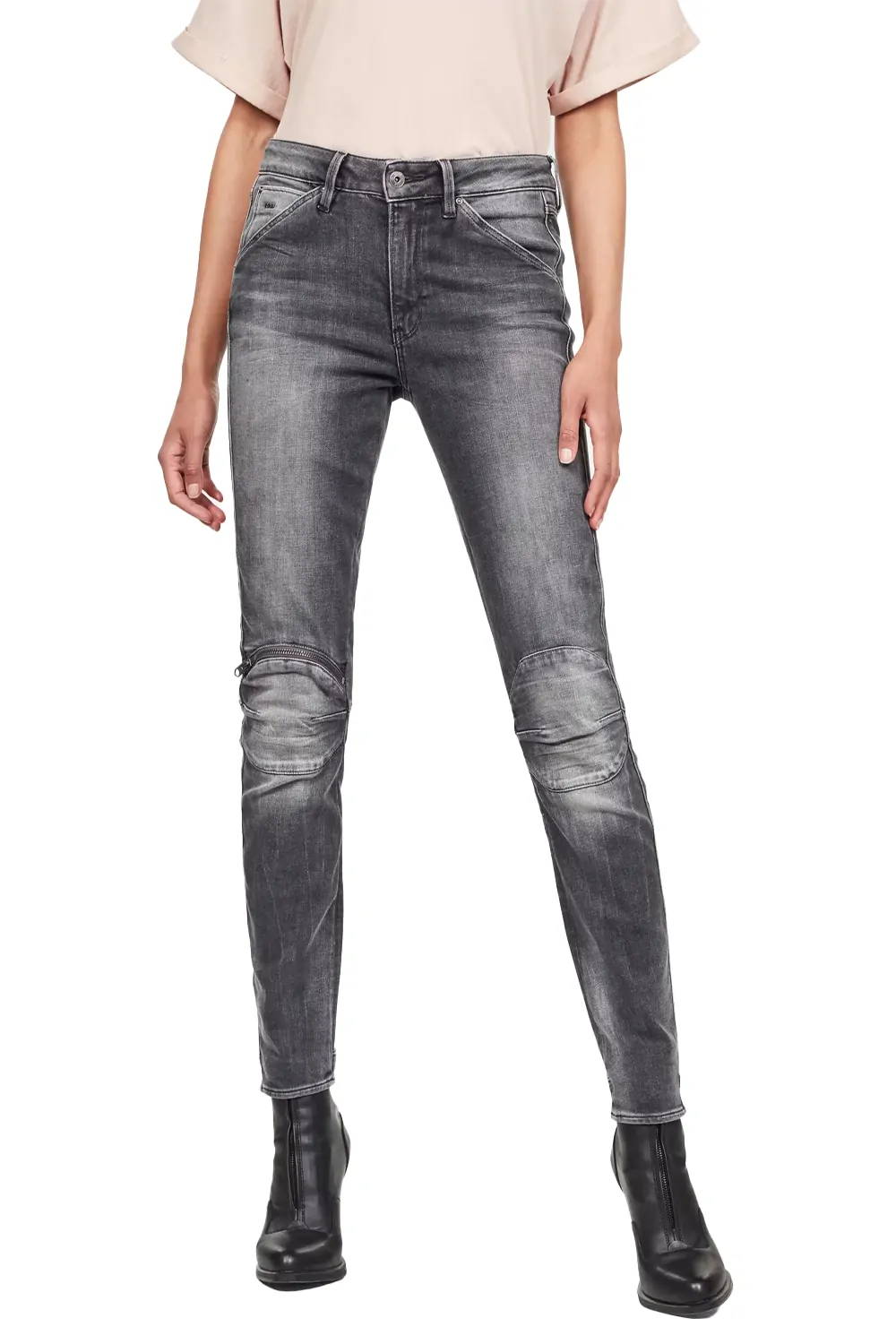 Дамски дънки G-Star RAW 5622 Knee Zip High Skinny  8057332 16113-9  Antic Charcoal  Памук  W27-L32  Тъмносив