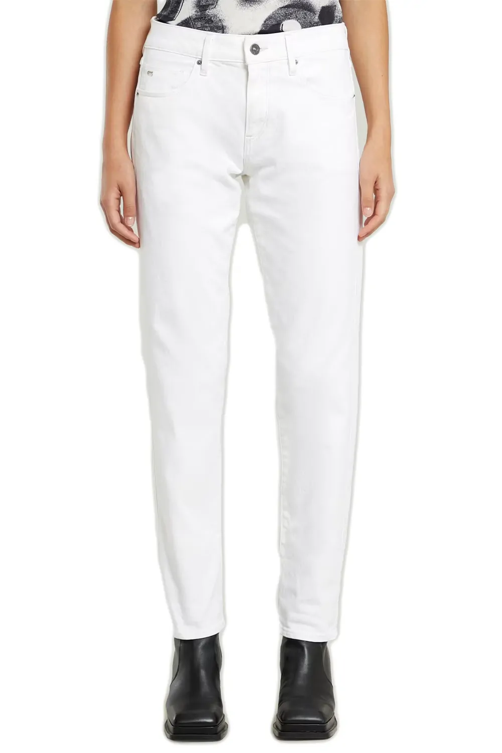Дамски дънки G-Star RAW Midge High Boyfriend  Inza White  Памук  Бял