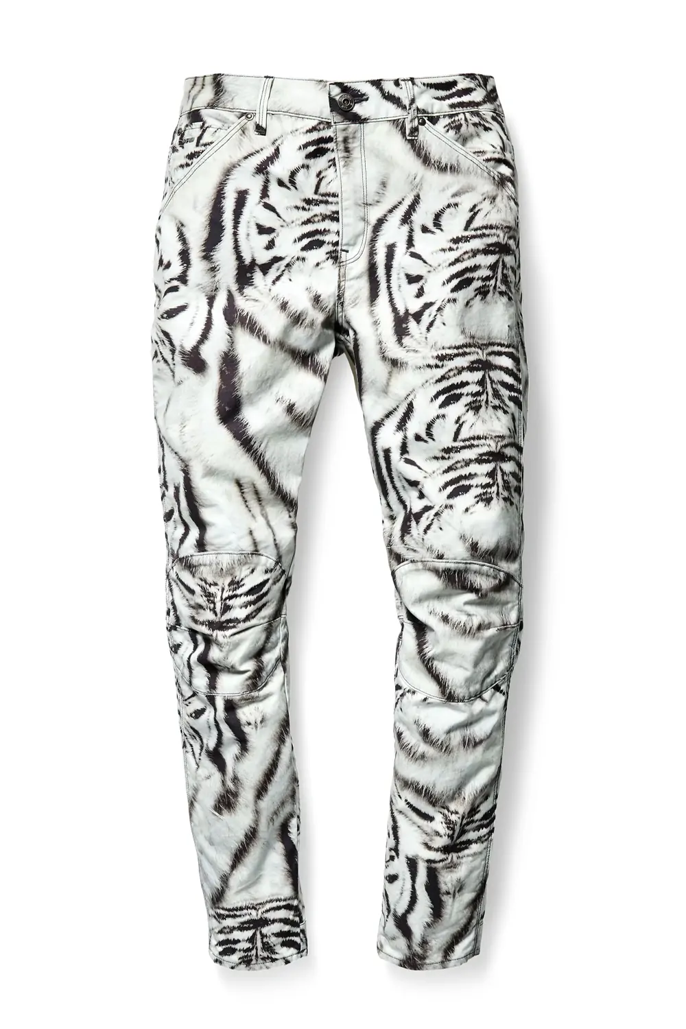 Дамски панталони G-Star RAW Elwood X25 3D Boyfriend  Pharrell Williams White Tiger Print  Памук  Бял Черен