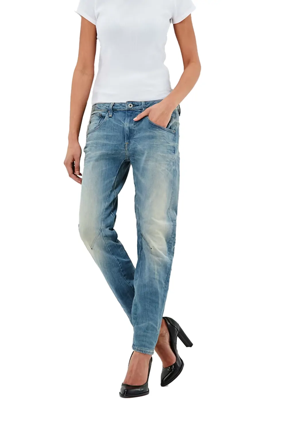 Дамски дънки G-Star RAW Arc 3D Low Waist Boyfriend Cyclo Stretch  Ниска талия  Леко стеснен крачол  Син