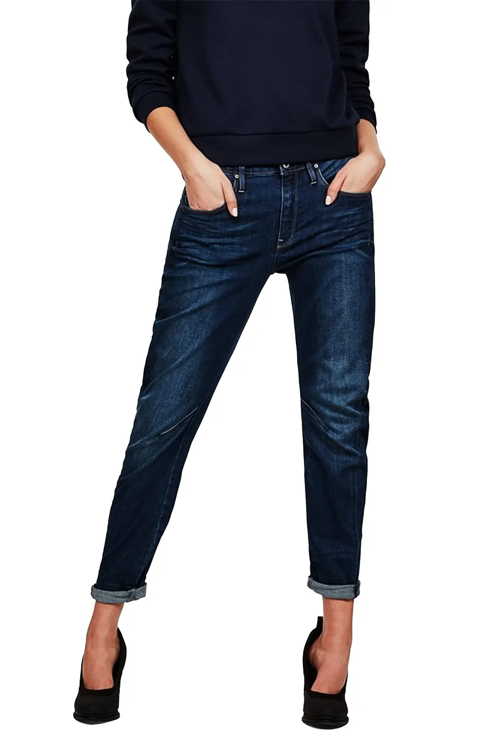 Дамски дънки G-Star RAW Arc 3D Low Waist Boyfriend Cyclo Stretch 1516128 16113-11  Ниска талия  Леко стеснен крачол  W27-L32  Тъмносин