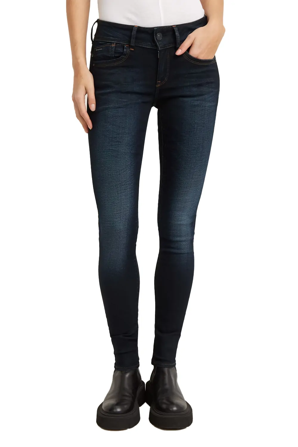 Дамски дънки G-Star RAW Lynn Slander Blue Superstretch  Средна талия  Стеснен крачол  Тъмносин