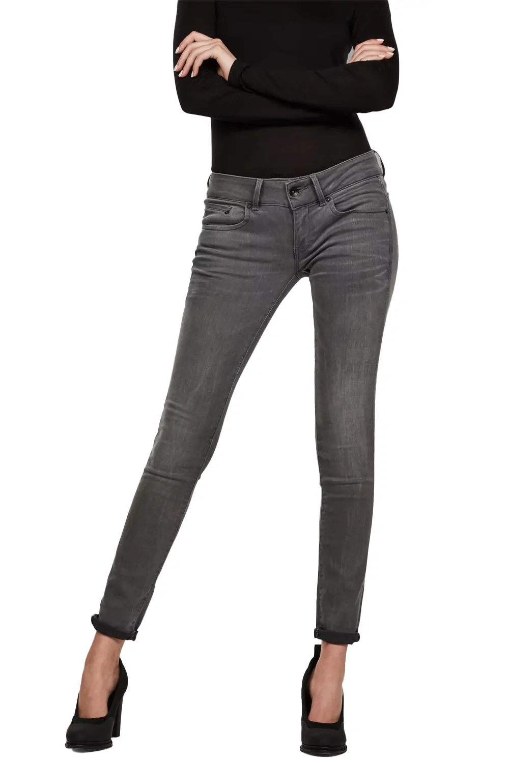 Дамски дънки G-Star RAW Midge Cody Mid Skinny  Slander Grey Superstretch  Памук  Тъмносив