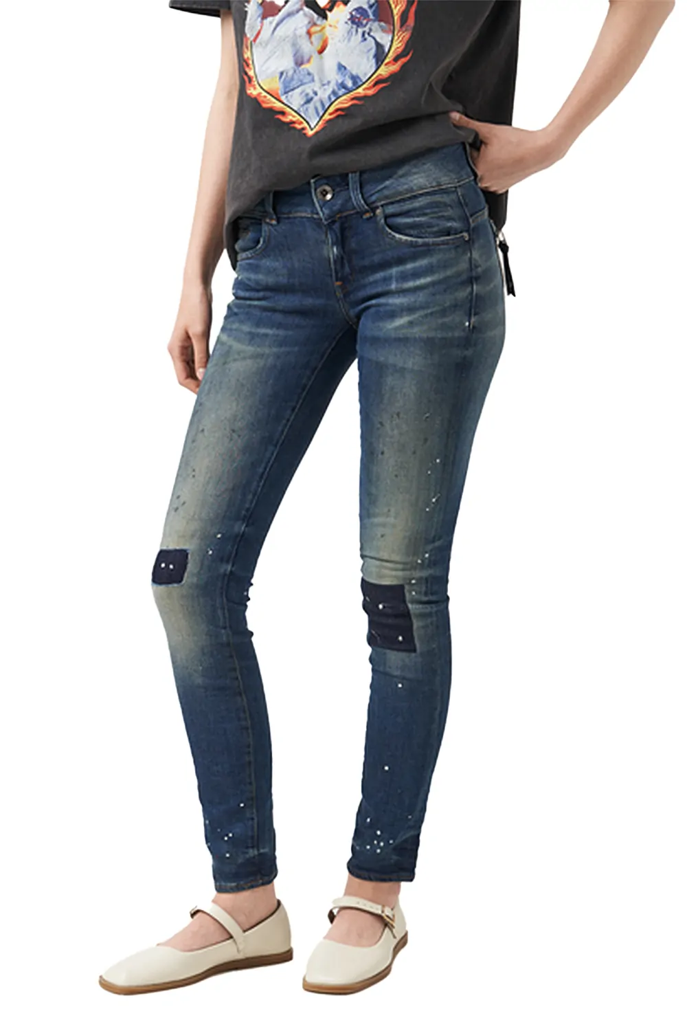 Дамски дънки G-Star RAW Midge Cody Slim Fit 7101131 16113-10  Kiso Stretch Denim DJ Aged Textured  Памук  W28-L30  Тъмносин