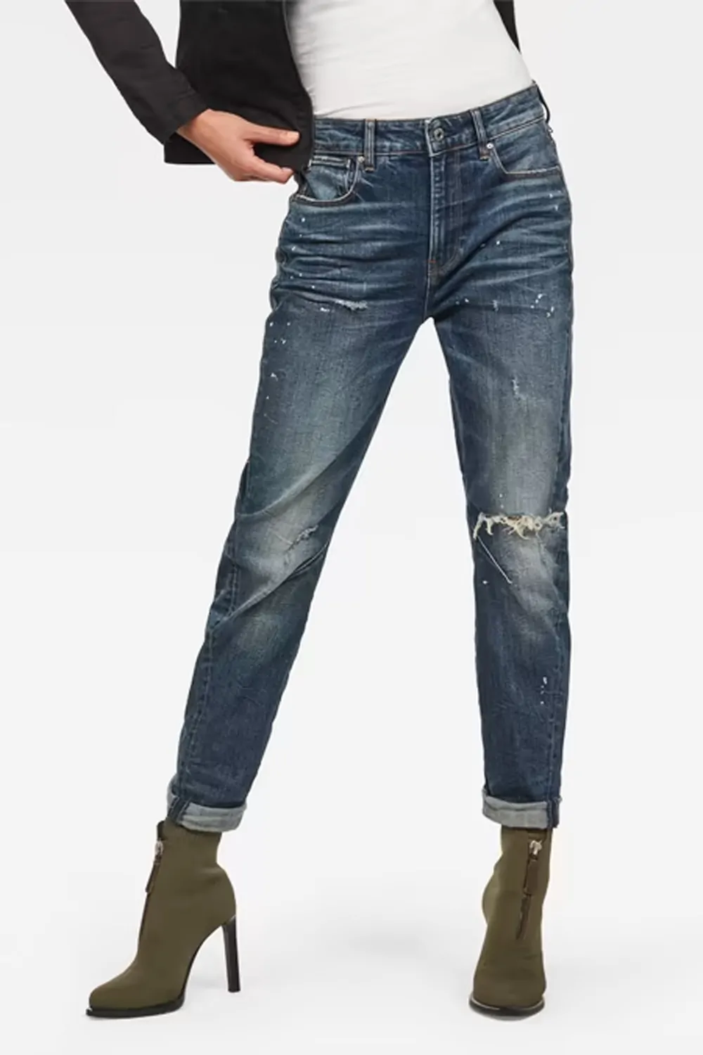 Дамски дънки G‑Star RAW Arc 2 0 3D Mid Boyfriend  Средна талия  Леко стеснен на глезена  Син