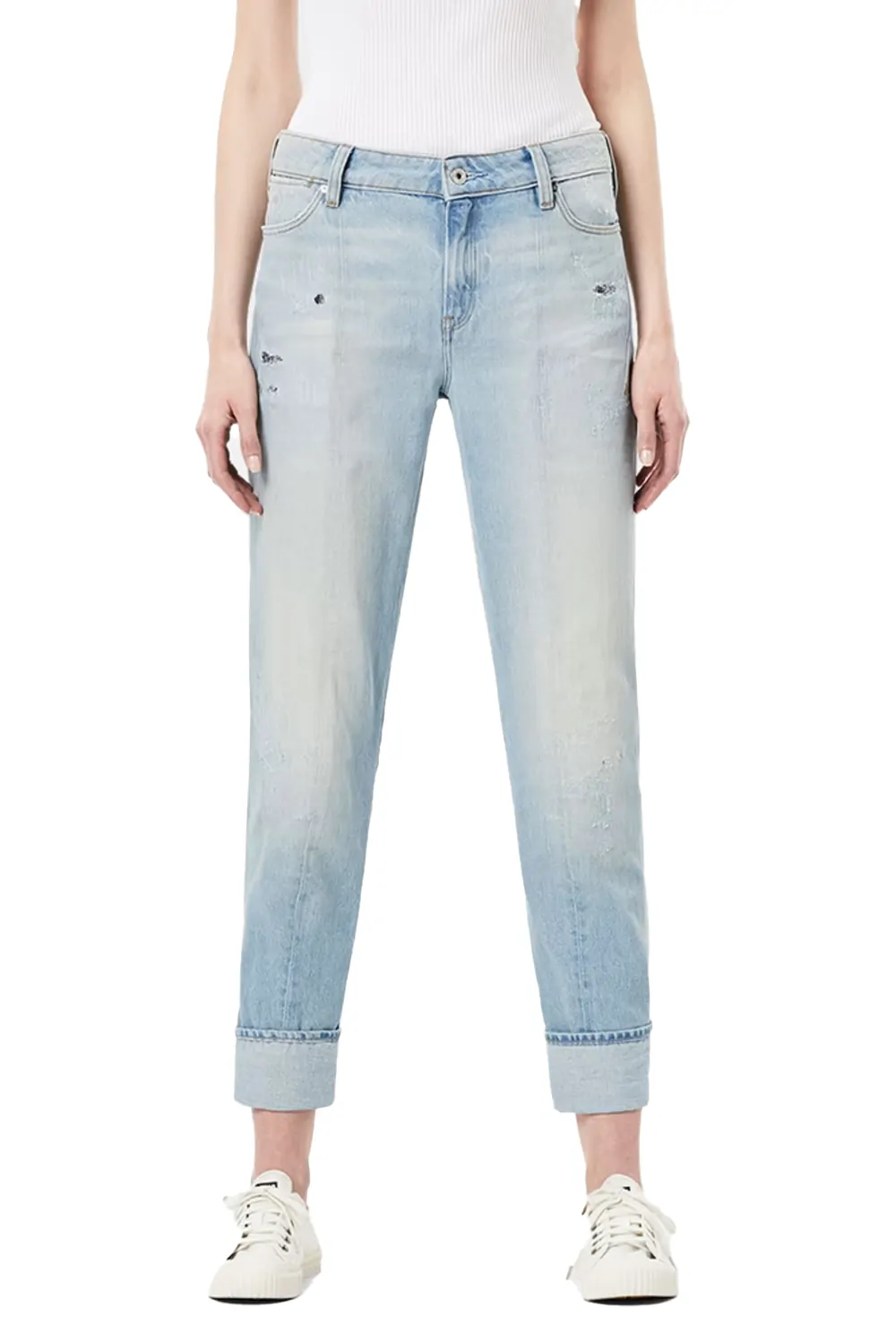 Дамски дънки G‑Star RAW Lanc 3D High Straight  Висока талия  Прав крачол  Светлосин