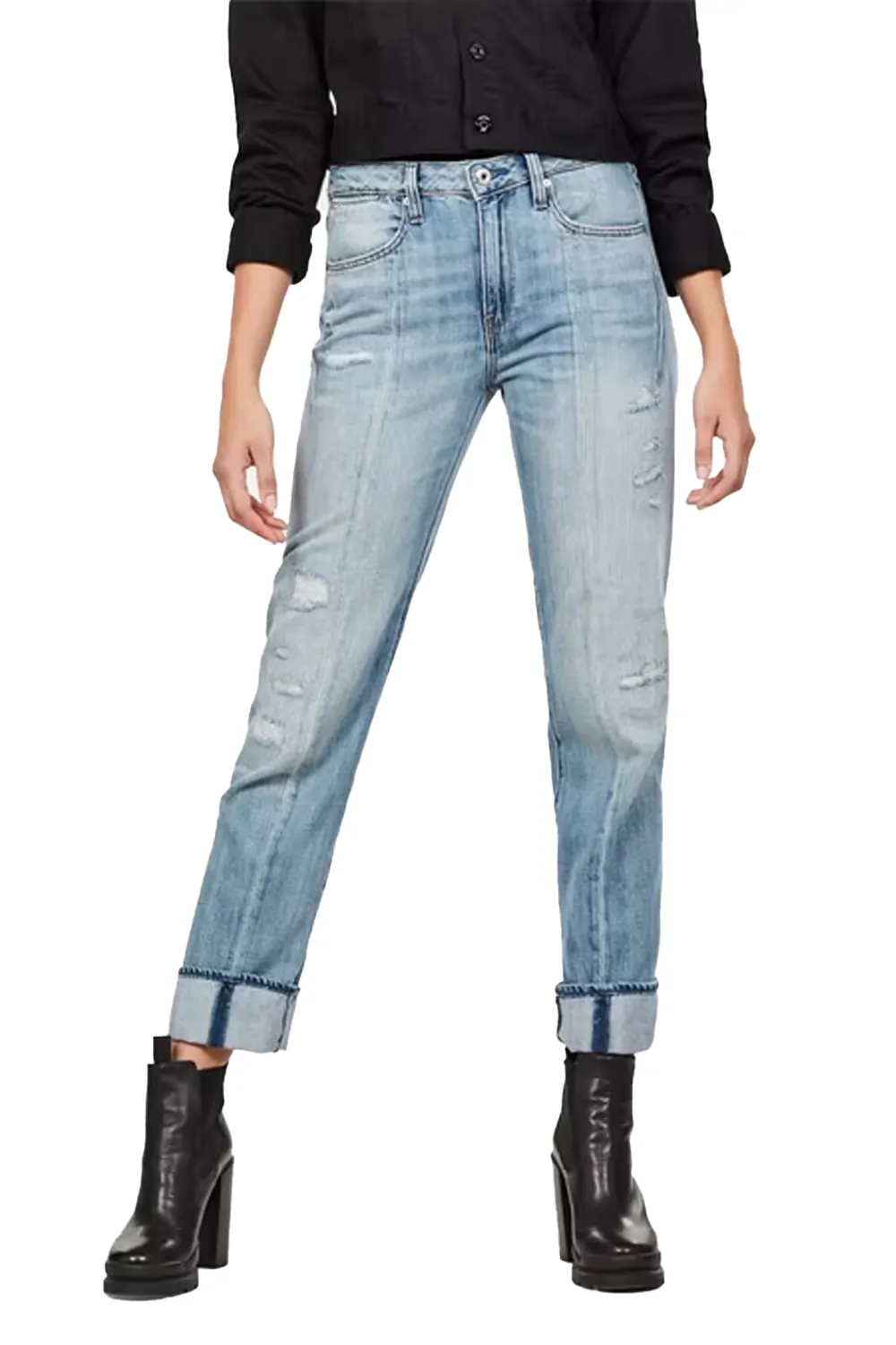 Дамски дънки G‑Star RAW Lanc 3D High Straight 9042720 16113‑15  Висока талия  Прав крачол  W27‑L32  Светлосин
