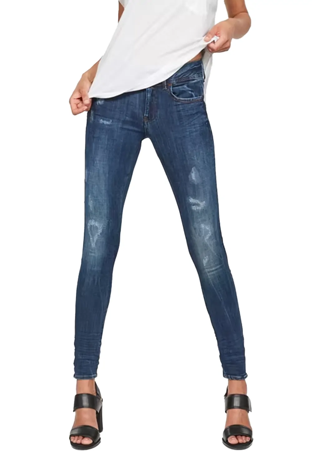 Дамски дънки G‑Star RAW Lynn D‑Mid Super Skinny   Средна талия  Много стеснен крачол  Тъмносин