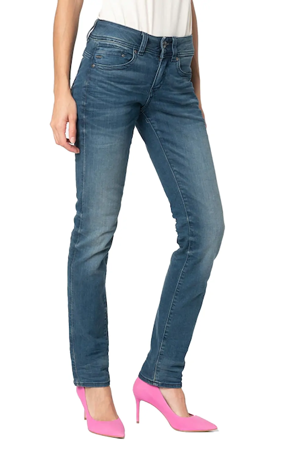 Дамски дънки G‑Star RAW Midge Saddle Mid Straight 9456565 16113-19  Средна талия  Прав крачол  W27‑L32  Син