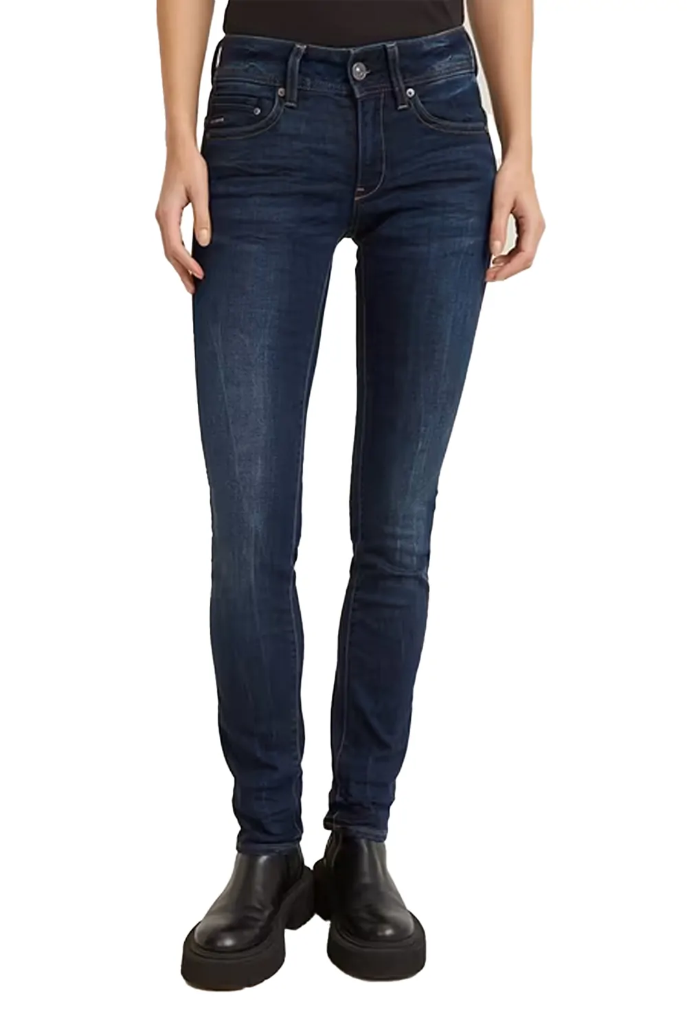 Дамски дънки G‑Star RAW Midge Straight  Средна талия  Прав крачол  Тъмносин
