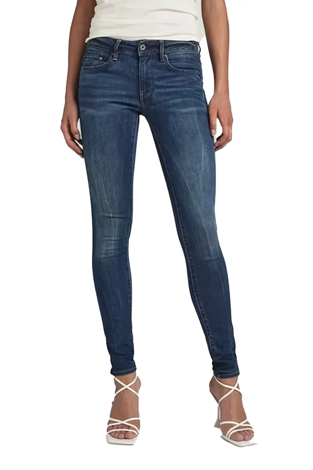 Дамски дънки G‑Star RAW Midge Zip Skinny 7970544 16113‑19 12  Средна талия  Стеснен крачол  W27‑L32  Тъмносин