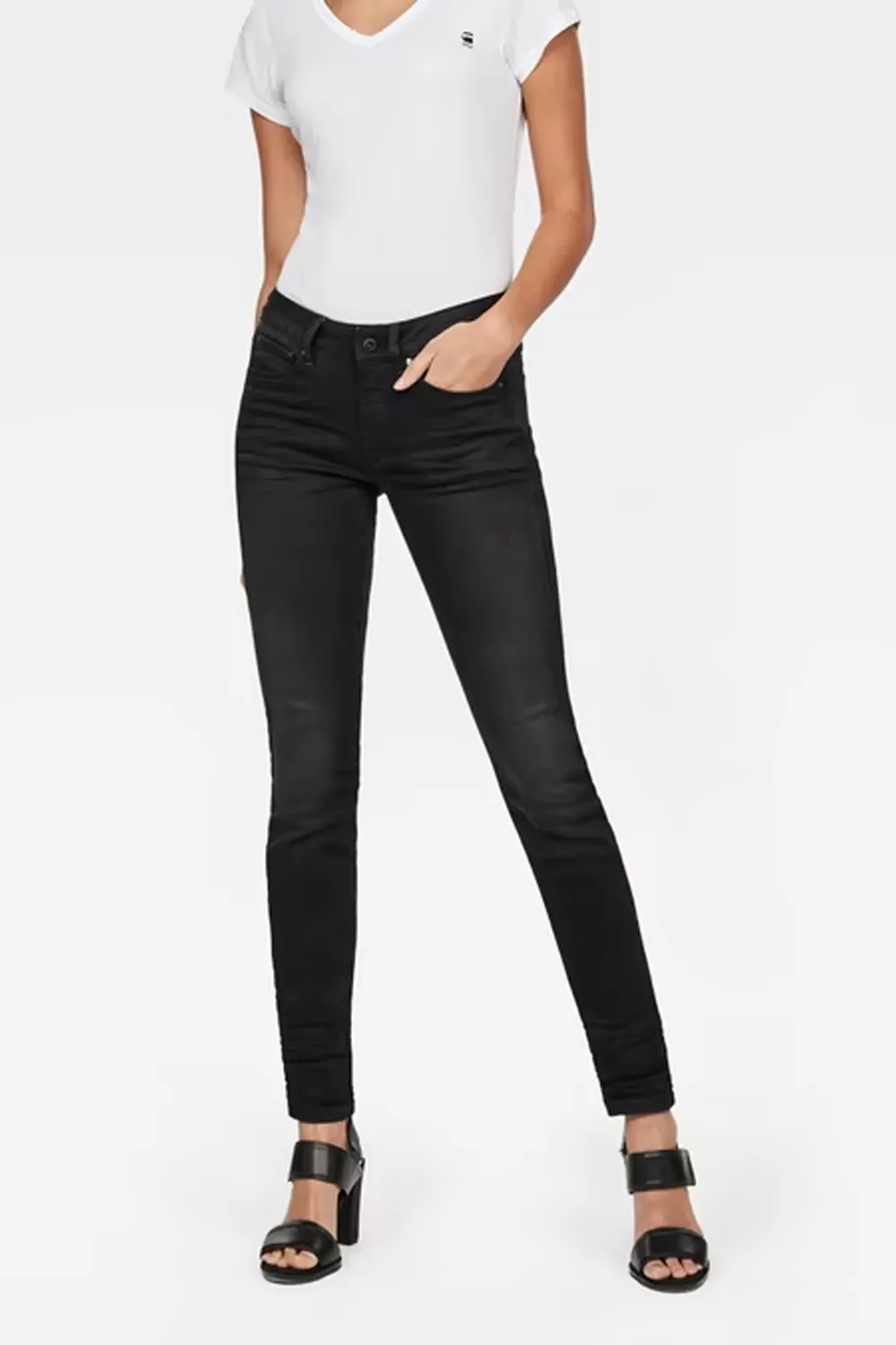 Дамски дънки G‑Star RAW 3301 High Skinny  Висока талия  Стеснен крачол  Черен