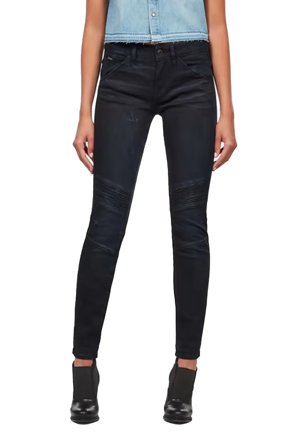 Дамски дънки G‑Star RAW 5622 D-Motion 3D Mid Skinny 7786923 16113‑24  Средна талия  Стеснен крачол  W27‑L32  Черен