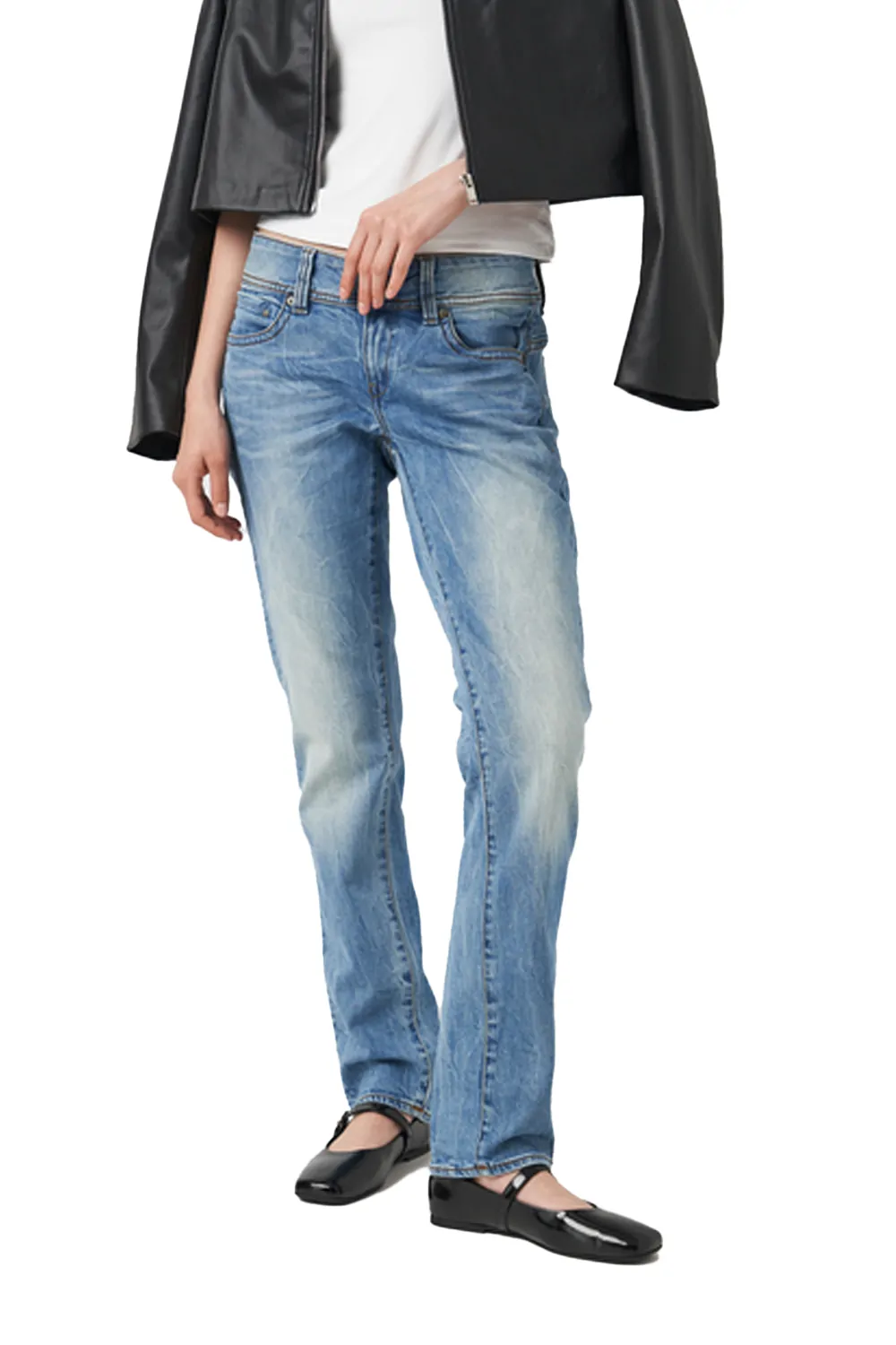Дамски дънки G‑Star RAW Midge Saddle Mid Straight  Средна талия  Прав крачол  Син