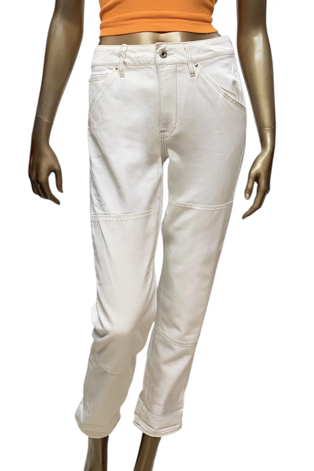 Дамски дънки G-Star RAW Faeroes Zip Mid Boyfriend 7350755 16113-22  Kana White Denim  Памук  W27-L32  Бял