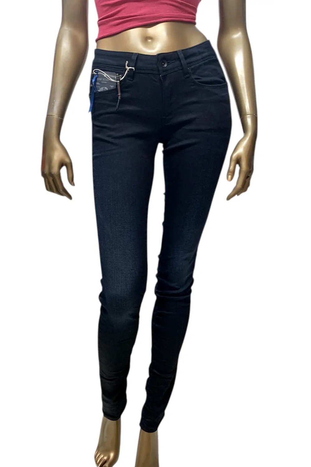 Дамски дънки G-Star RAW Midge Slim Lift Mid Skinny  Slander Superstretch Dark Aged  Памук  Син