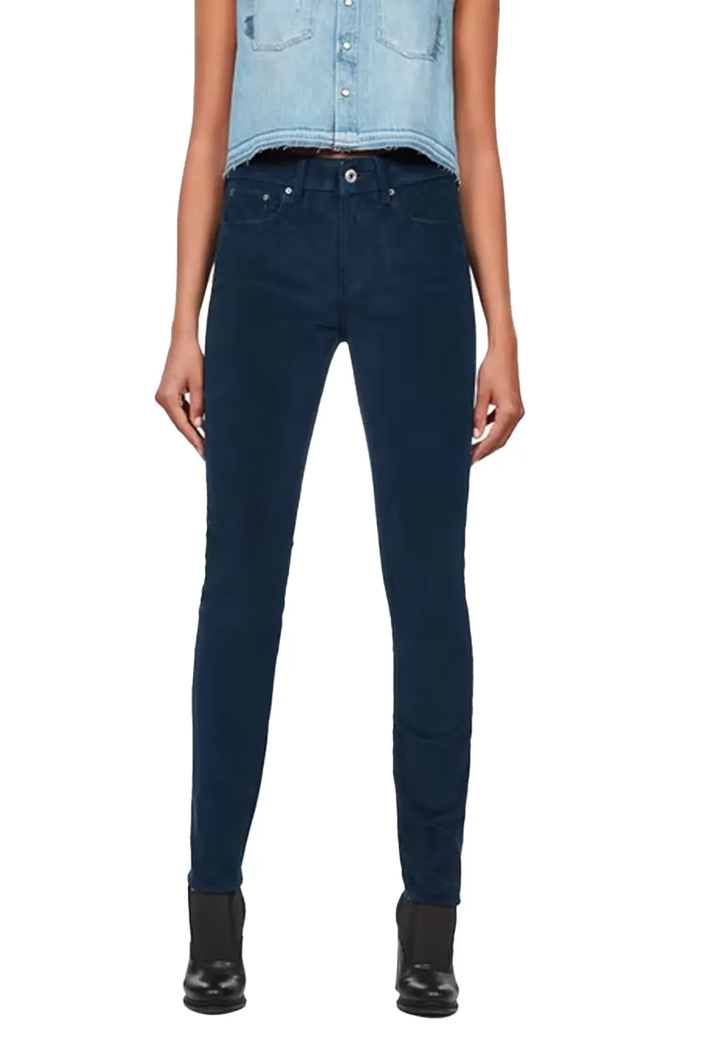 Дамски дънки G‑Star RAW 3301 High Skinny 9535086 16113-27  Кадифе  Висока талия  Стеснен крачол  W27-L32  Тъмносин