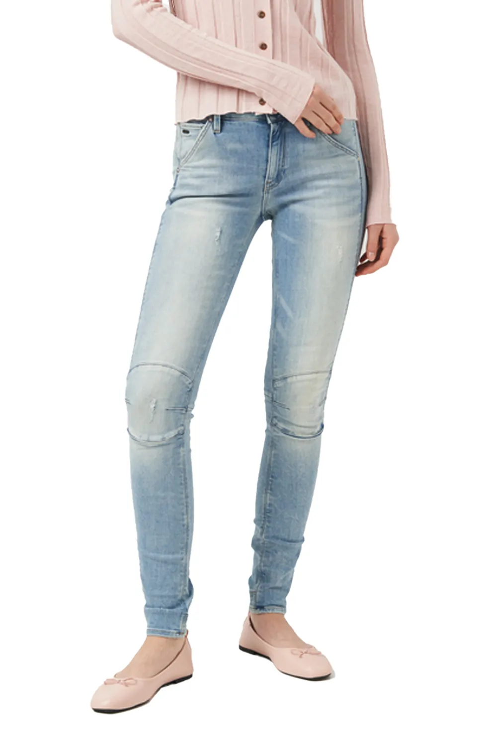 Дамски дънки G‑Star RAW 5622 Mid Skinny Elto 8658076-B 16113‑24  Средна талия  Стеснен крачол  W25‑L32  Светлосин